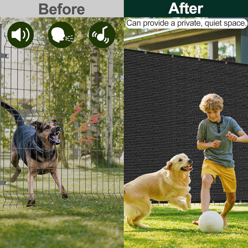 phepetroll 5 x 50FT Privacy Screen Fence Black Heavy Duty Mesh Fencing Shade Net Cover with Reinforced Bindings 100 Straps for Outdoor Chain Link Fence Patio Wall Garden Backyard, Black - Image 4